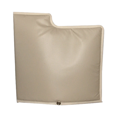 Tan polyvinyl PVB backflow insulating jacket laid flat, approximately 18 by 18 inches, showing outer panel and seam detail for frost and UV protection.