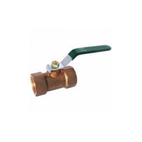 Chrome-plated lead-free 1-inch brass ball valve with threaded ends and F1960 PEX cold-expansion compatibility, shown with lever handle and visible port.