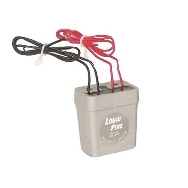 Gray HIT LP-RP programmable LogicPlus receiver in molded direct-bury enclosure, showing waterproof splice kit and wiring connection points.