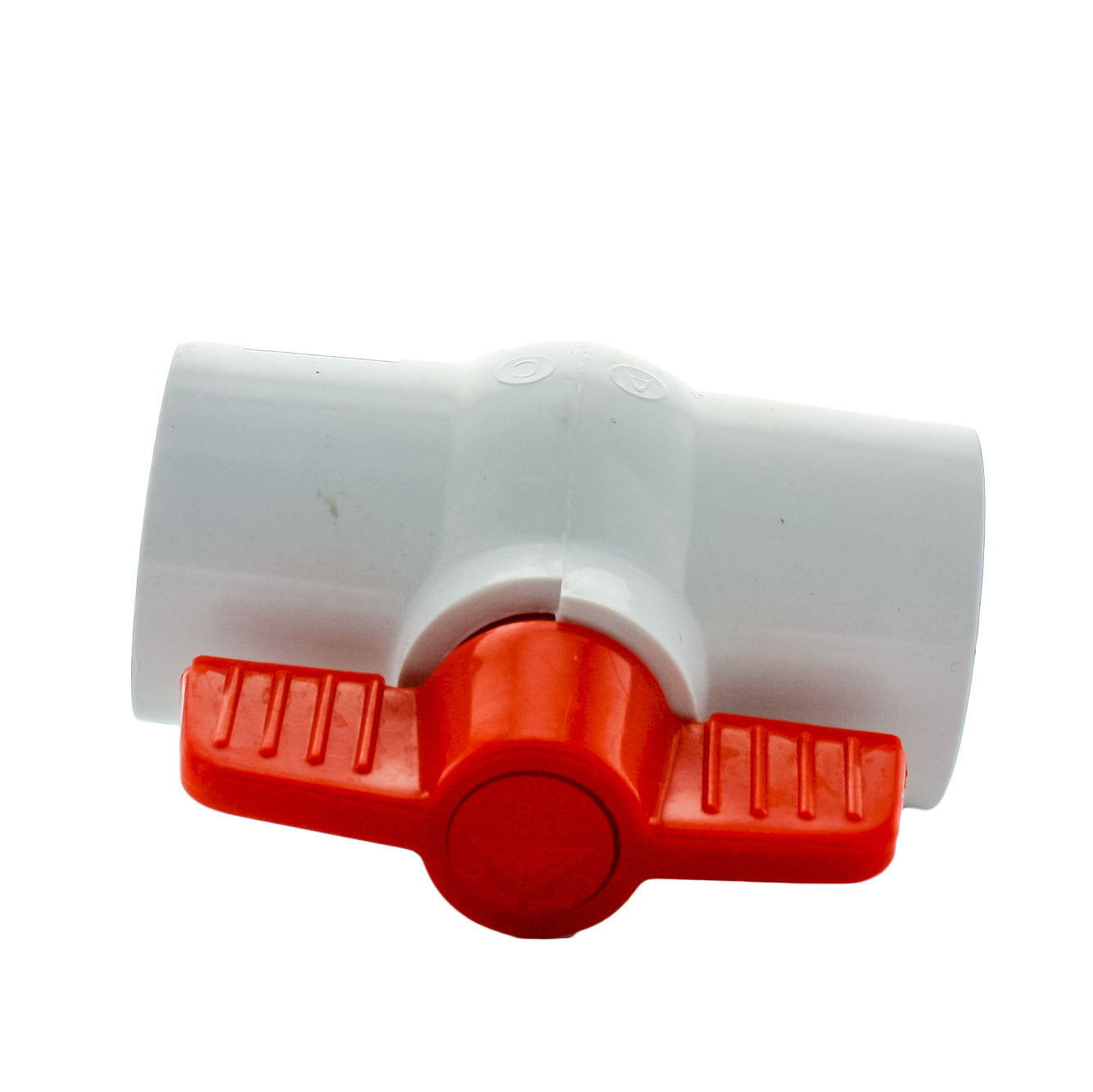 Close-up of HMIP150SE SCH 80 slip ball valve body and socket end showing molded-in-place construction details