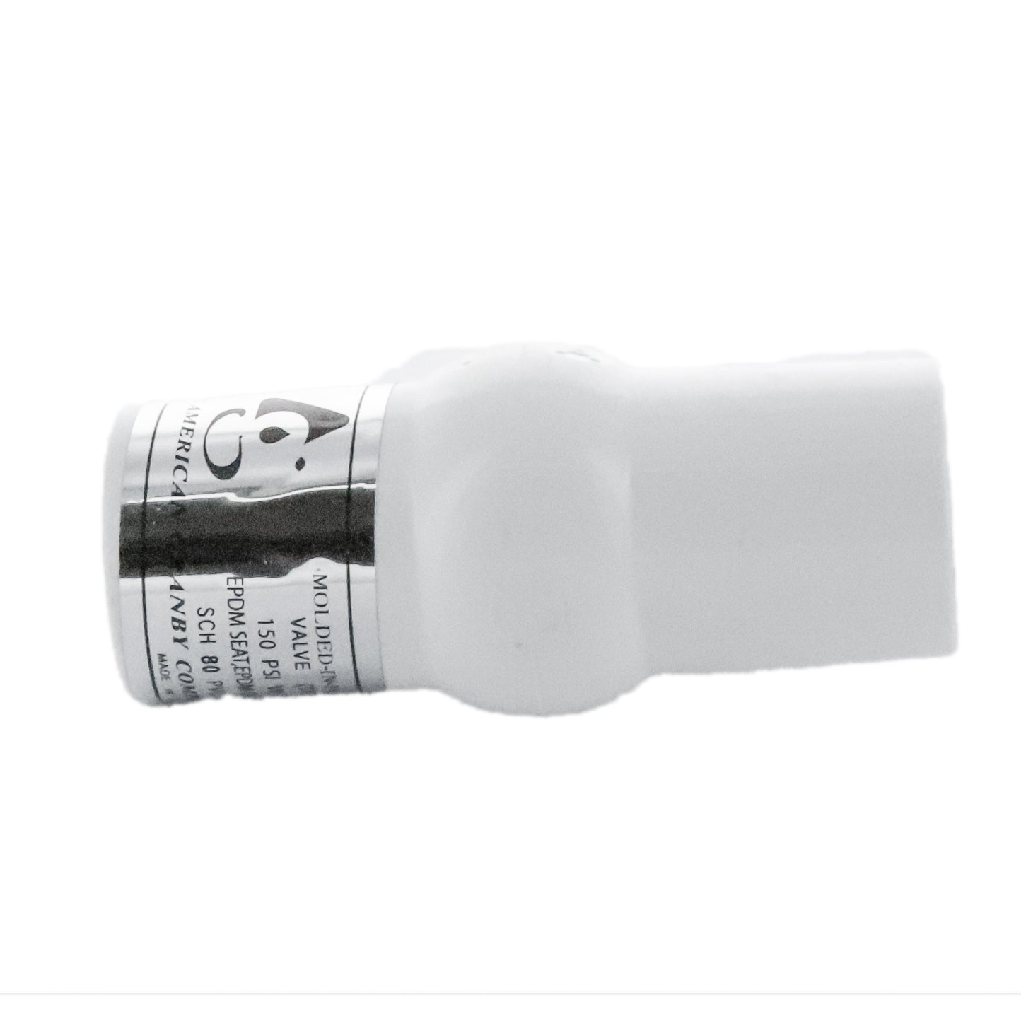 Top view of HMIP75TE valve with red ABS handle in open position, PVC ball housing visible, suitable for irrigation and potable water installations.