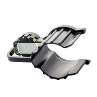 Tool and bubble level aligned to demonstrate leveling a rotor head for correct elevation and spray coverage.