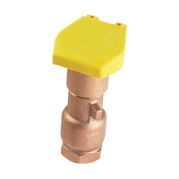 Hunter HQ-44LRC 1-inch quick-coupling valve with yellow locking cover, red brass body and stainless steel components.