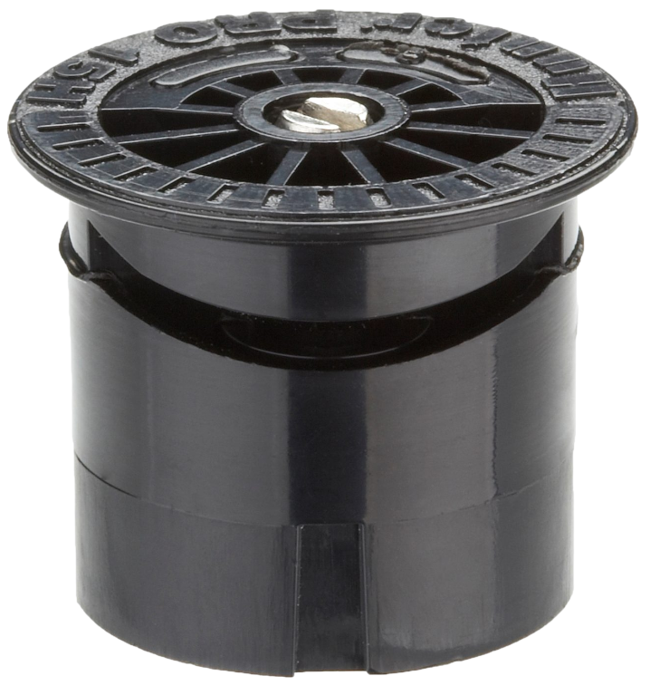 Hunter Pro Fixed Nozzle 15H — 15 ft radius half-circle model image showing black nozzle top and head geometry for system design.