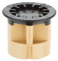 Close-up of Hunter 2' short-radius micro spray nozzle (2H) showing half-circle 180° pattern and 1/2-inch female thread for pop-up installation.