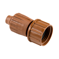 Brown Hunter PLD-LOC FHS 3/4 in female hose swivel locking fitting; shows threaded collar and barbed connection.