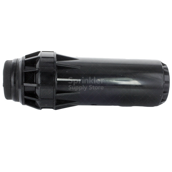 Side view of Hunter I-40 stainless-steel rotor partially extended, showing pop-up height and exposed nozzle ports against neutral background.