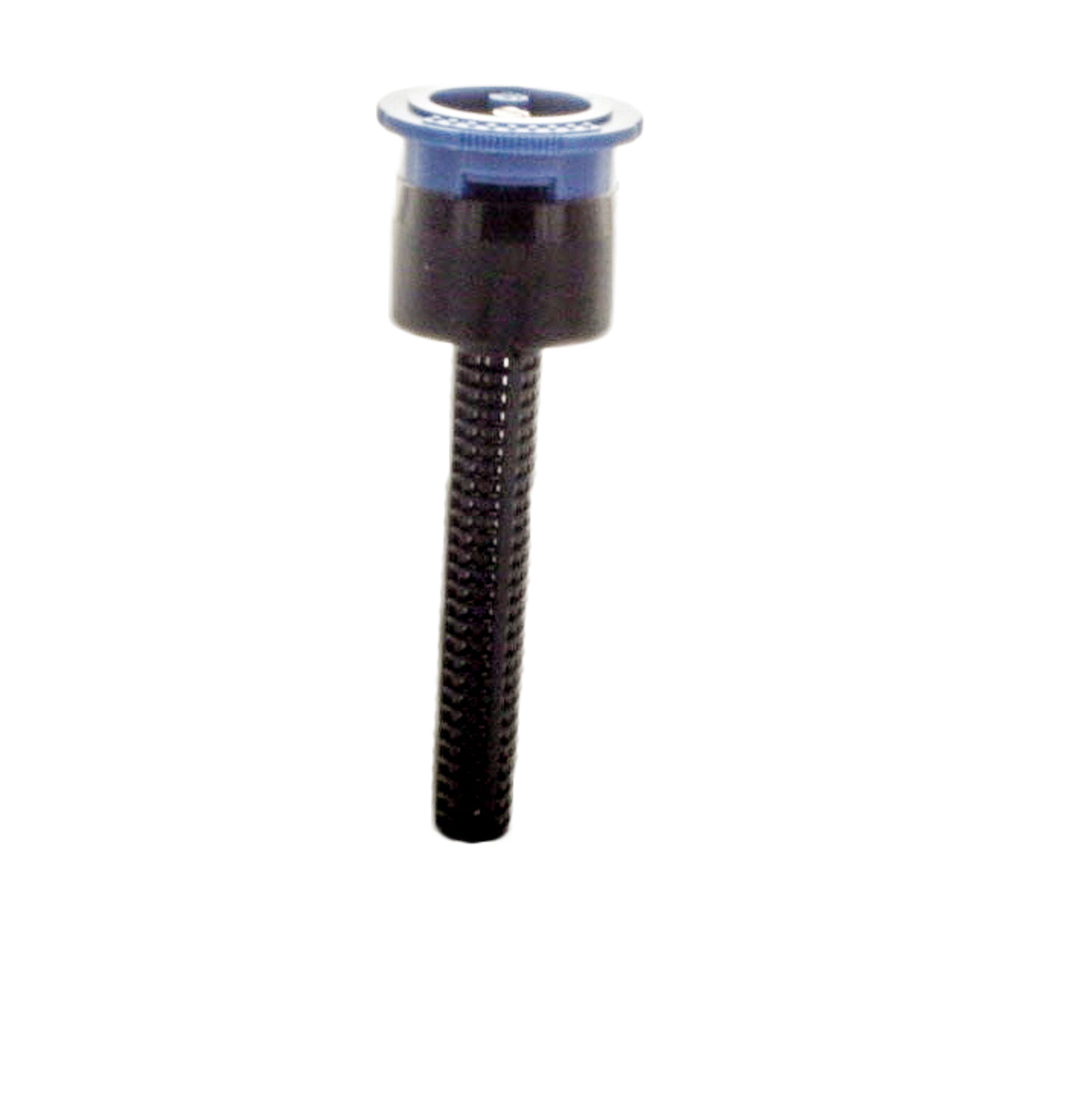 Front view of Irritrol I-PRO IPN-10Q blue 10-foot fixed 90-degree spray nozzle showing tip, cap, and built-in filter components.