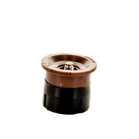 Front view of I-PRO IPN-12F irrigation nozzle showing brown color-coded top, threaded base, ribbed grip and built-in filter.
