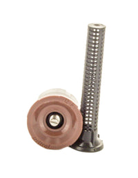 IPN-12F nozzle installed in a pop-up spray body illustrating full-circle spray pattern and brown top identification.