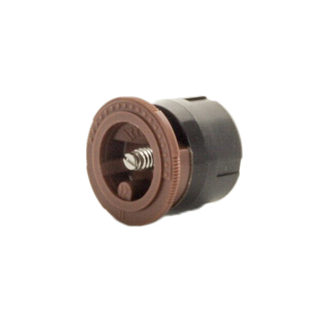 Side view of IPN-12H nozzle highlighting 1/2" female threaded inlet, compact body, and durable brown cap.