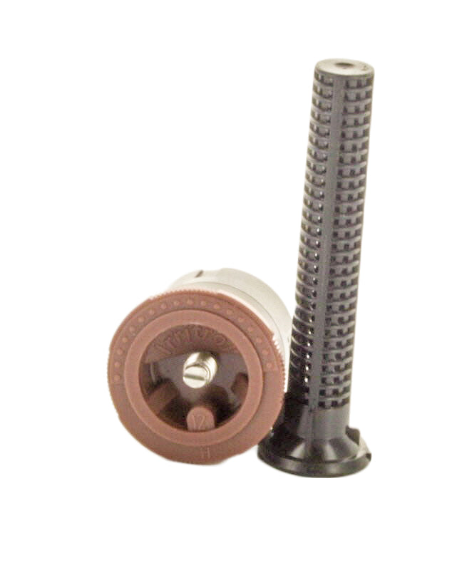 IPN-12H nozzle installed in a spray head, illustrating half-circle pattern orientation and color-coded identification.