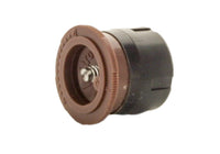 Top-angle view of IPN-12T showing brown identification top, spray orifice, and filter assembly on the I-PRO matched-precipitation nozzle.