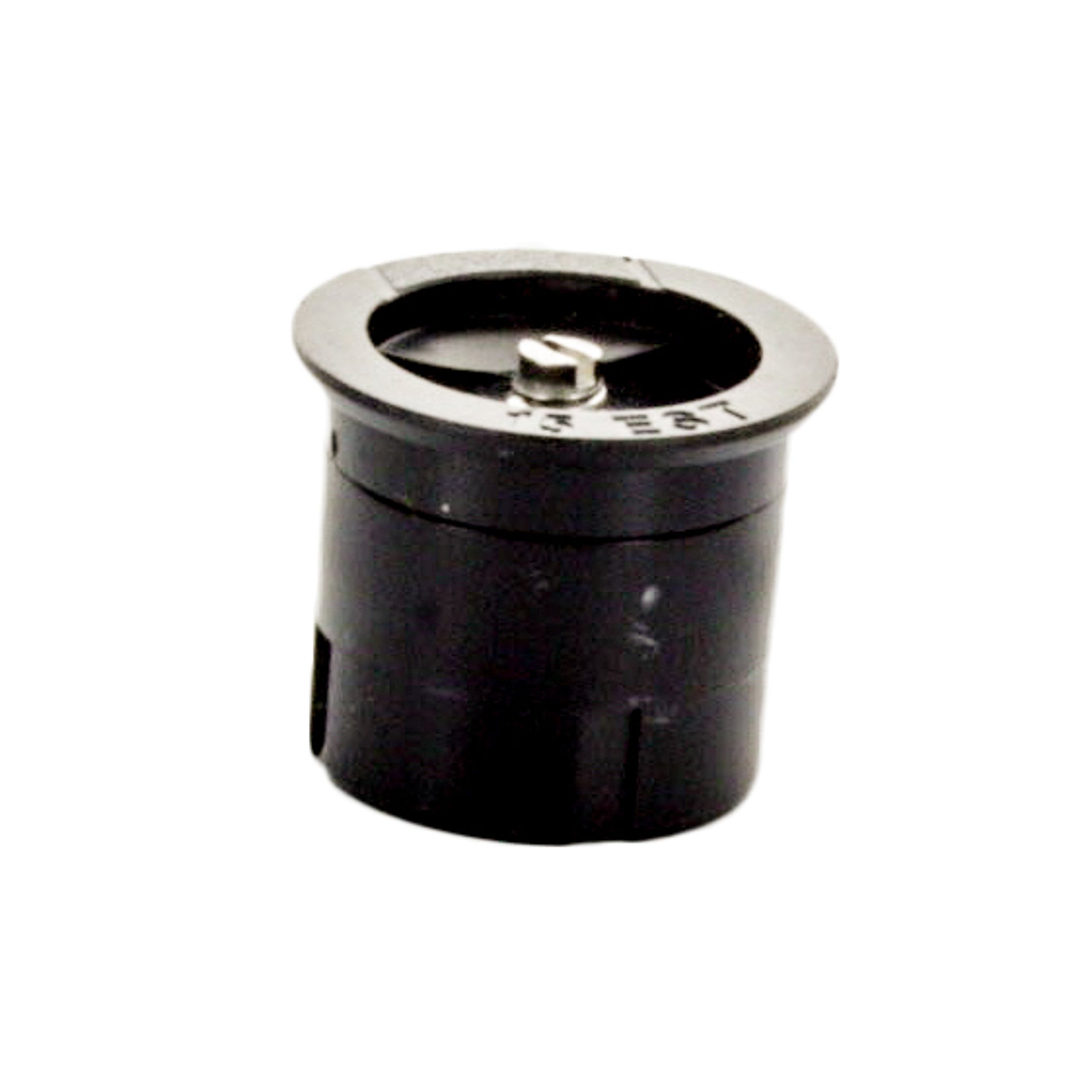 Close-up of Irritrol I-PRO IPN-15EST brown end-strip spray nozzle showing color-coded cap, top view, and integrated filter screen for clarity.
