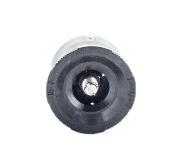 Irritrol IPN-15F underside view showing 1/2-inch female threads and filter screen for debris protection.