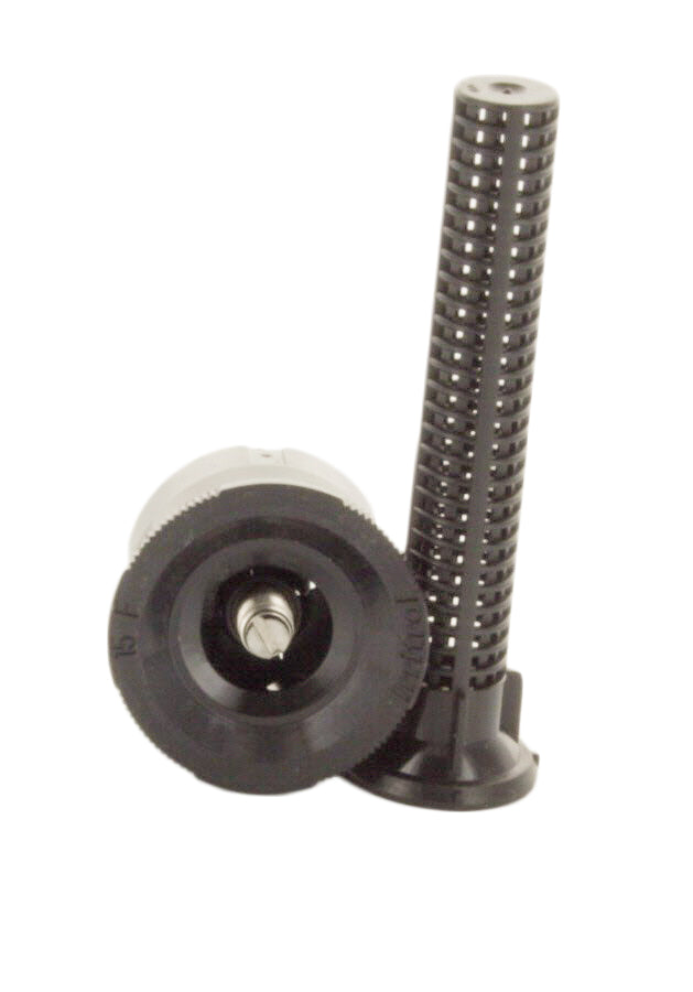 Irritrol IPN-15F grouped product photo showing black nozzle profile and labeling for 15 ft radius, 360° arc.