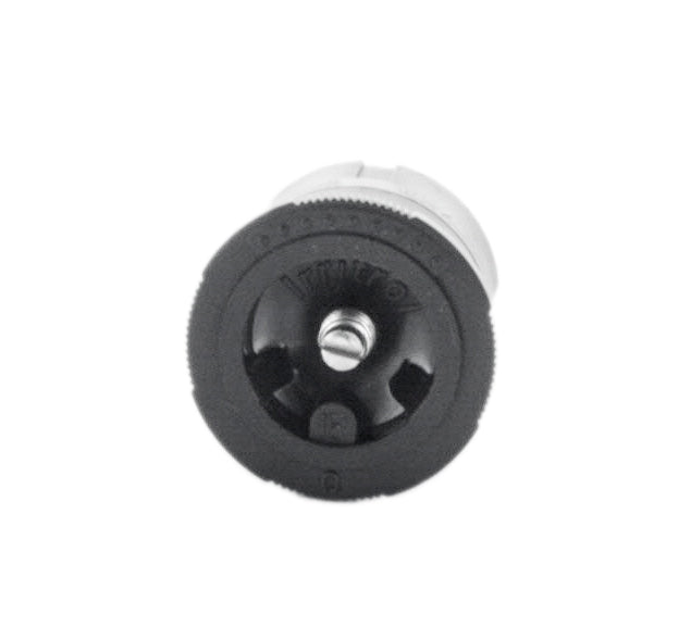 Close-up of the IPN-15Q nozzle top showing the colored cap for radius identification and the removable filter screen.