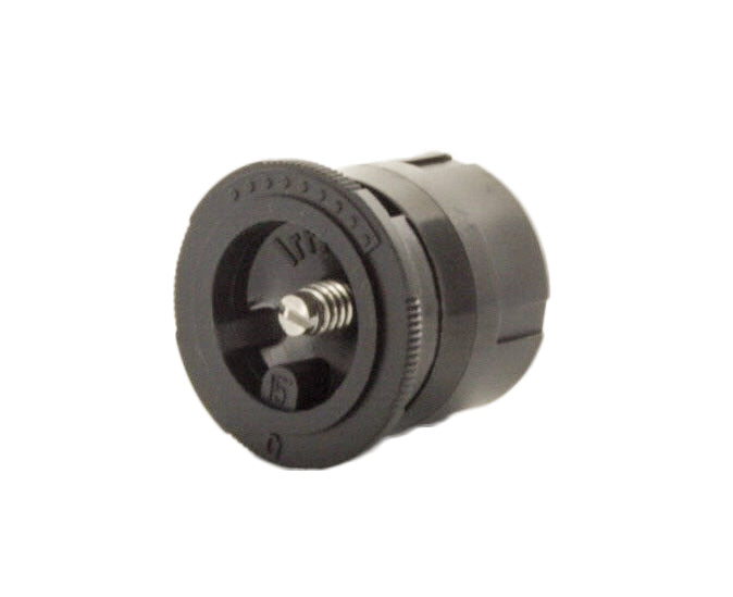 Side view of IPN-15Q nozzle highlighting ribbed-edge grip, stainless steel radius adjustment screw and 1/2" female thread.