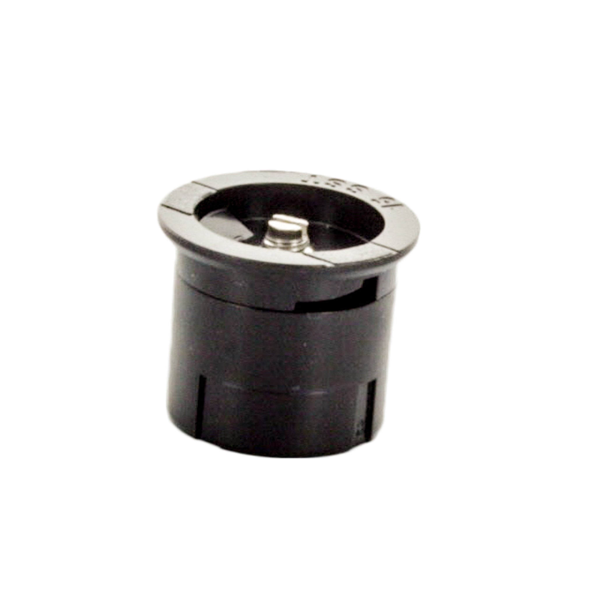 Close-up of Irritrol IPN-15SST side-strip nozzle showing brown color, inlet filter, and ribbed-edge grip for quick identification and installation.