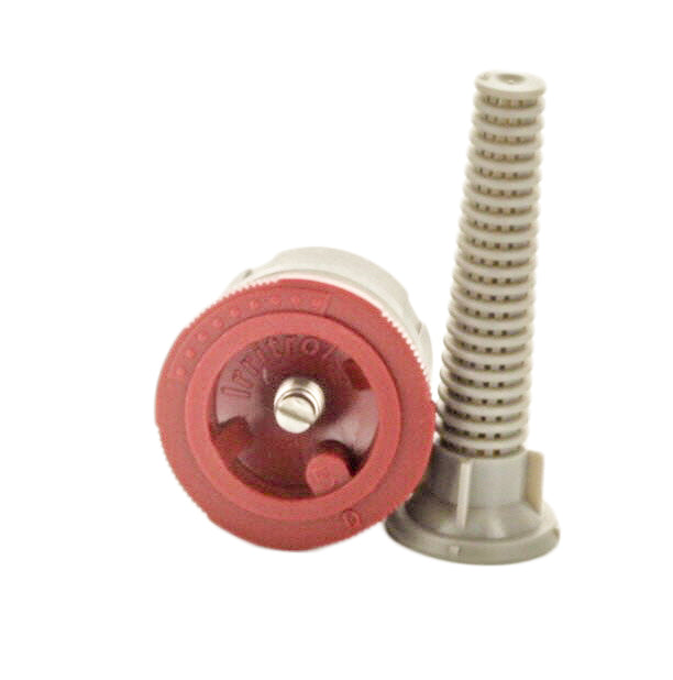 Irritrol IPN-5Q nozzle assembled in a spray head showing quarter-arc coverage and compact design for turf irrigation