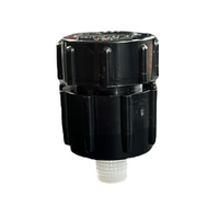 Front-angle photo of an Irritrol 533 adjustable flood bubbler showing the twist-top flow adjuster, 1/2 in female NPT inlet and lavender ABS body for outdoor irrigation.