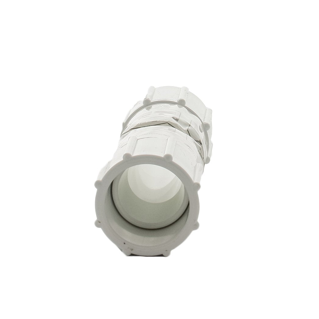 Side view of KRC429-020 PVC Kwik Repair Coupler showing outside diameter, slip ends, and sleeve length for in-line solvent-weld repairs.