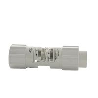 Dawn KwikRepair 3-inch PVC repair coupler KRC429-030, front view showing smooth interior surface and slip-fit ends for solvent welding, white PVC.