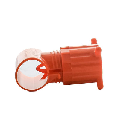 Angled profile of KT015D KwikTap saddle tee highlighting the ABS bottom, sealing surface, and fit for 1-1/2" polyethylene tubing.