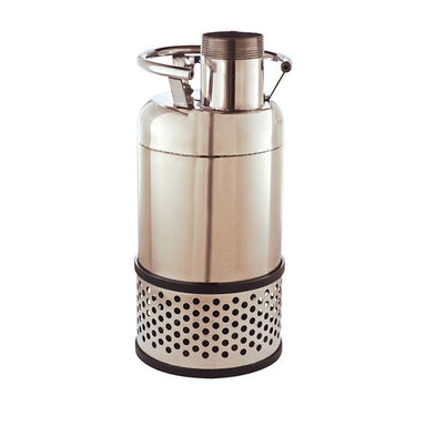 Atlantic Water Gardens TidalWave L-310 axial-flow pond pump, cast-iron housing and 3-inch outlet visible, product side view on white background.