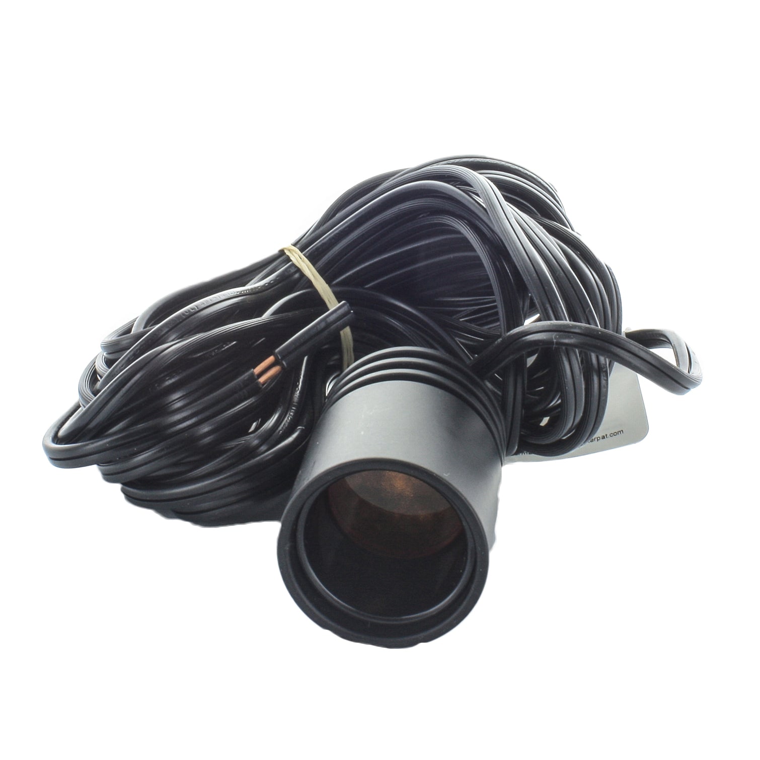 Front view of FX LE1LEDFB hanging down light in flat black finish with stainless steel cable, integrated LED, and frosted lens.