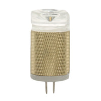 Front view of Unique FLEX GOLD T3 2W 3000K water-resistant LED lamp on white background, clear T3 shape visible and label area.