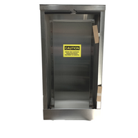 Detail view of Rain Bird LXMMSSPED stainless steel pedestal illustrating corrosion-resistant finish and compact 28-inch height profile.