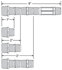 Close-up of M481-101 poly cut-off riser displaying male pipe threads and molded poly construction for corrosion resistance.