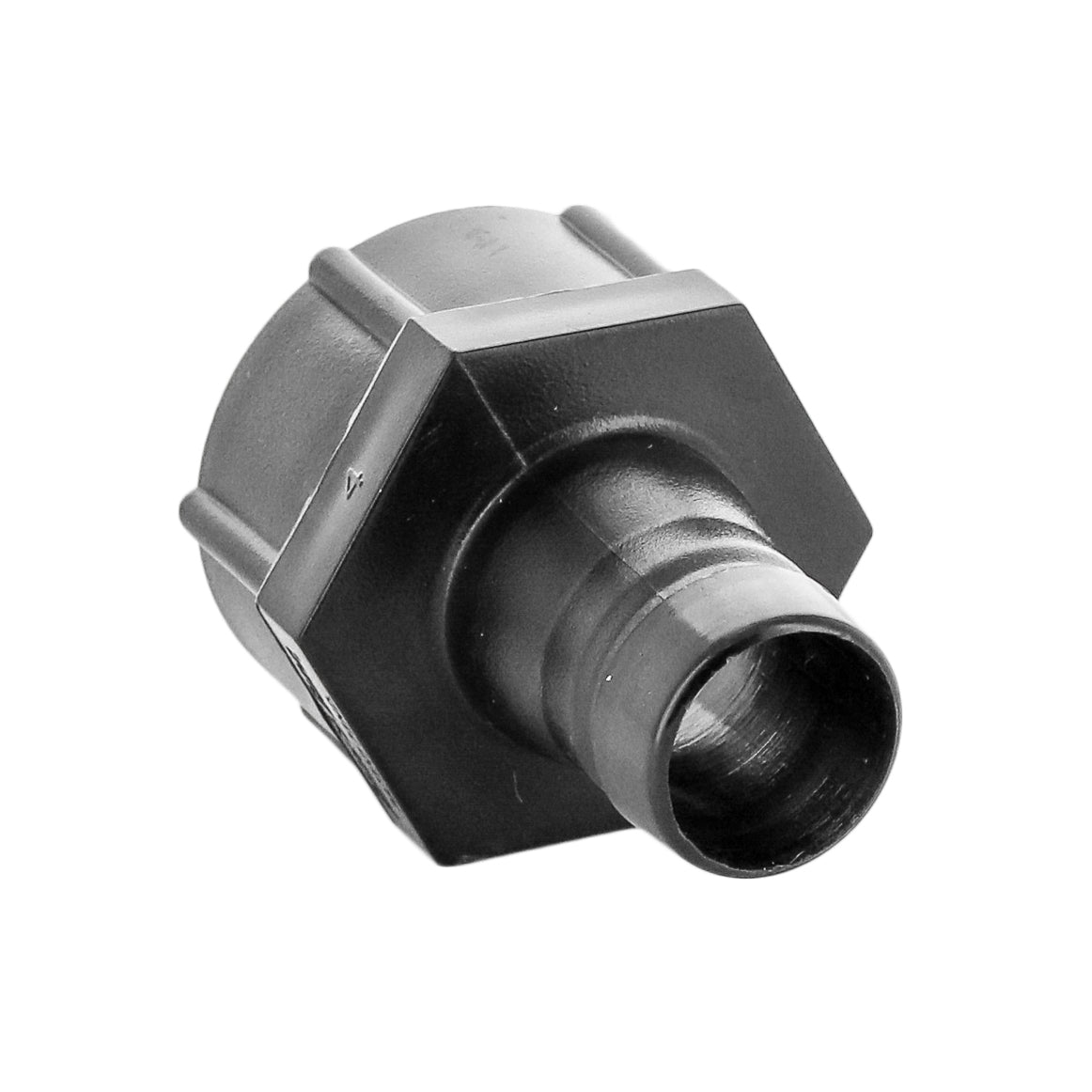 Close-up of threading and compression interface on Rain Bird MDCF75FHT Easy Fit adapter, suitable for 1/2" tubing (16–17 mm OD).