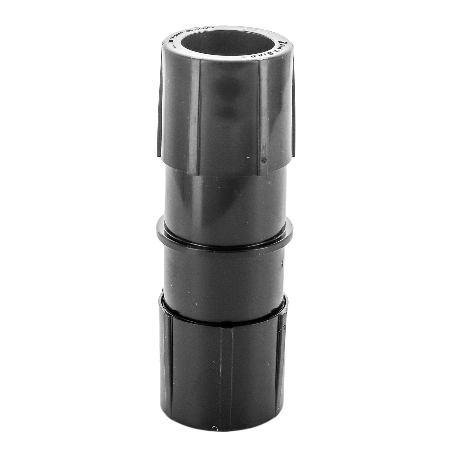 Close-up of Rain Bird Easy Fit 1/2 in. compression coupling showing push-fit ends and coupling body.