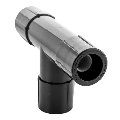 Side view of Rain Bird MDCFTEE Easy Fit 1/2 in. multi-diameter compression tee highlighting swivel adapter and tubing insertion point.