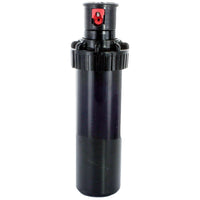 Close-up of Toro Mini 8 (MINI8-4P) 4-inch pop-up rotor showing pop-up stem, top arc dial, nozzle cap, and body details for inspection.