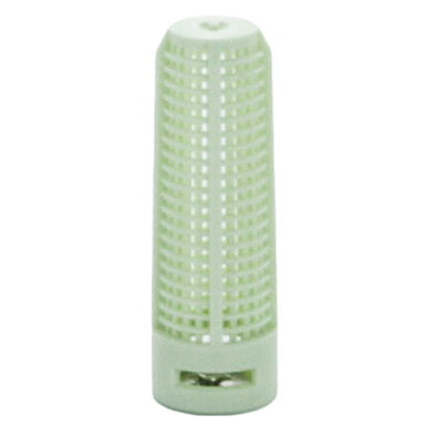 Close-up of a tan coarse 20-mesh replacement screen (MPCSCREENSP) for Hunter MP Rotator nozzles, showing mesh detail and mounting edge, front view.