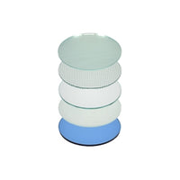 Close-up of Unique MR16 blue replacement lens (part MR16BLUE), 1-15/16-inch diameter, for MR16 landscape fixtures; shown on white background.