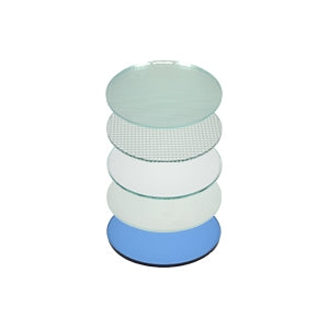 Close-up of Unique MR16 blue replacement lens (part MR16BLUE), 1-15/16-inch diameter, for MR16 landscape fixtures; shown on white background.