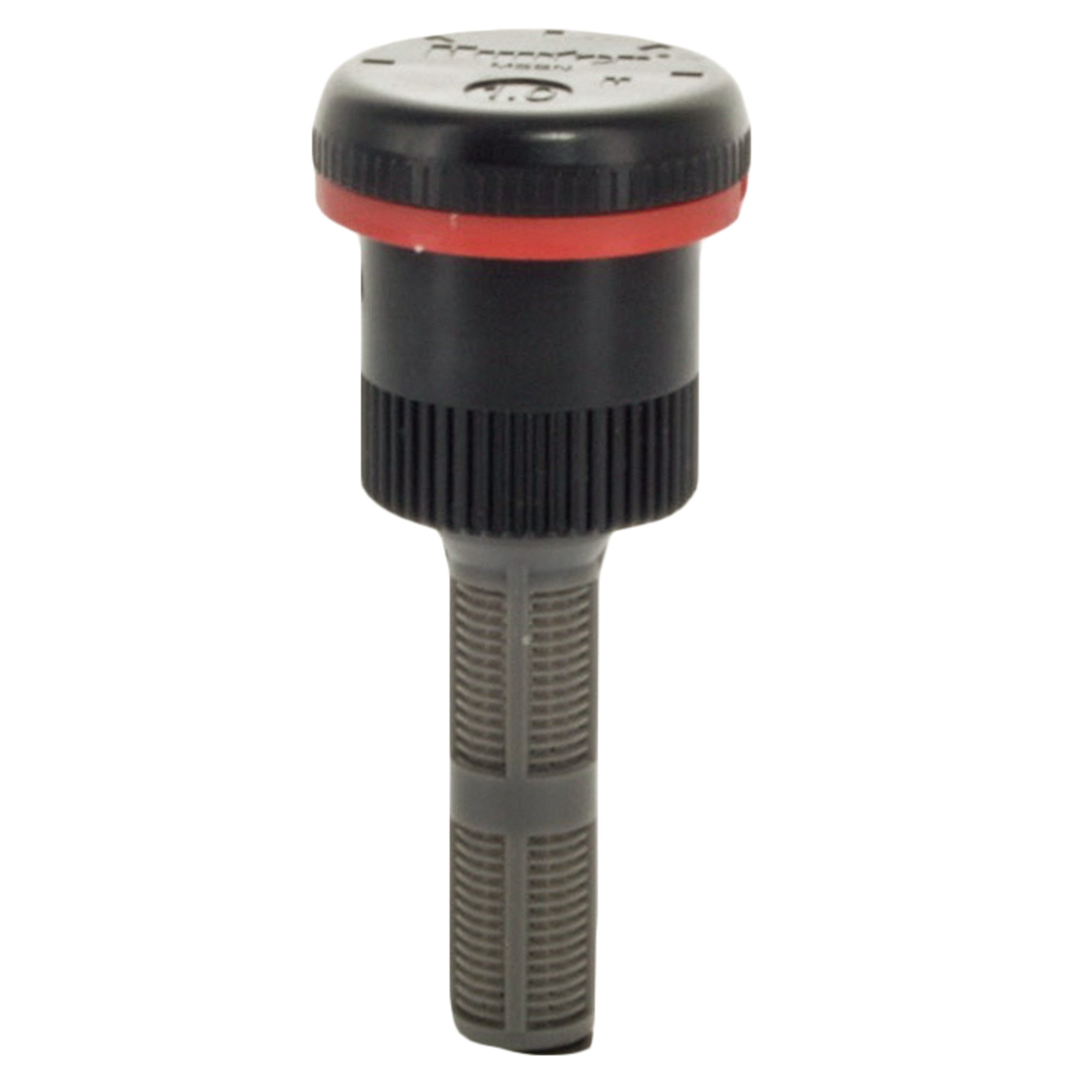 Close-up of Hunter MSBN10H bubbler nozzle showing female 1/2-inch thread, outlet ports, and low-profile nozzle face.