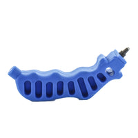 Close view of Netafim 5mm plastic handle punch showing the punch tip and handle grip, used to make precise holes in micro-tubing for emitters.