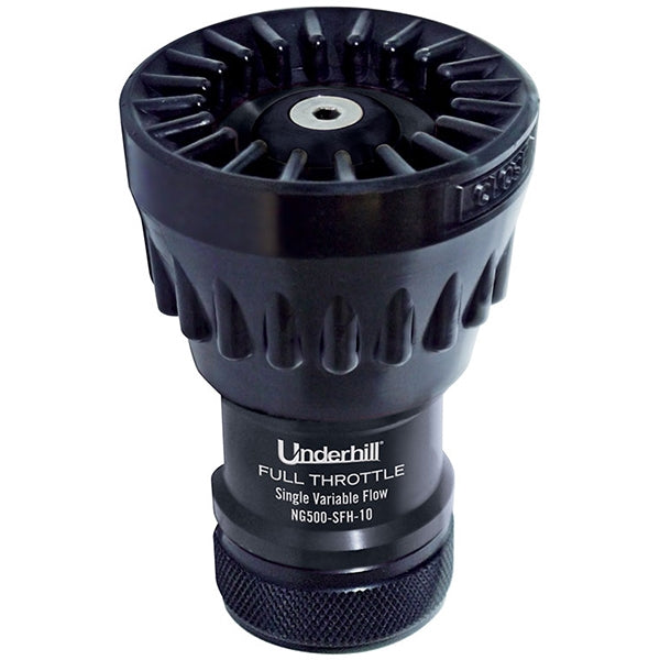 Underhill Magnum UltraMAX full-throttle high-flow nozzle, aircraft-aluminum body, stainless internals, TPR grip, 3/4 in FHT