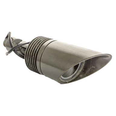 Side profile of NP 3-LED up light in bronze metallic, showing adjustable ProAim yoke, lock ring, and beam-angle shroud for directed accent lighting.