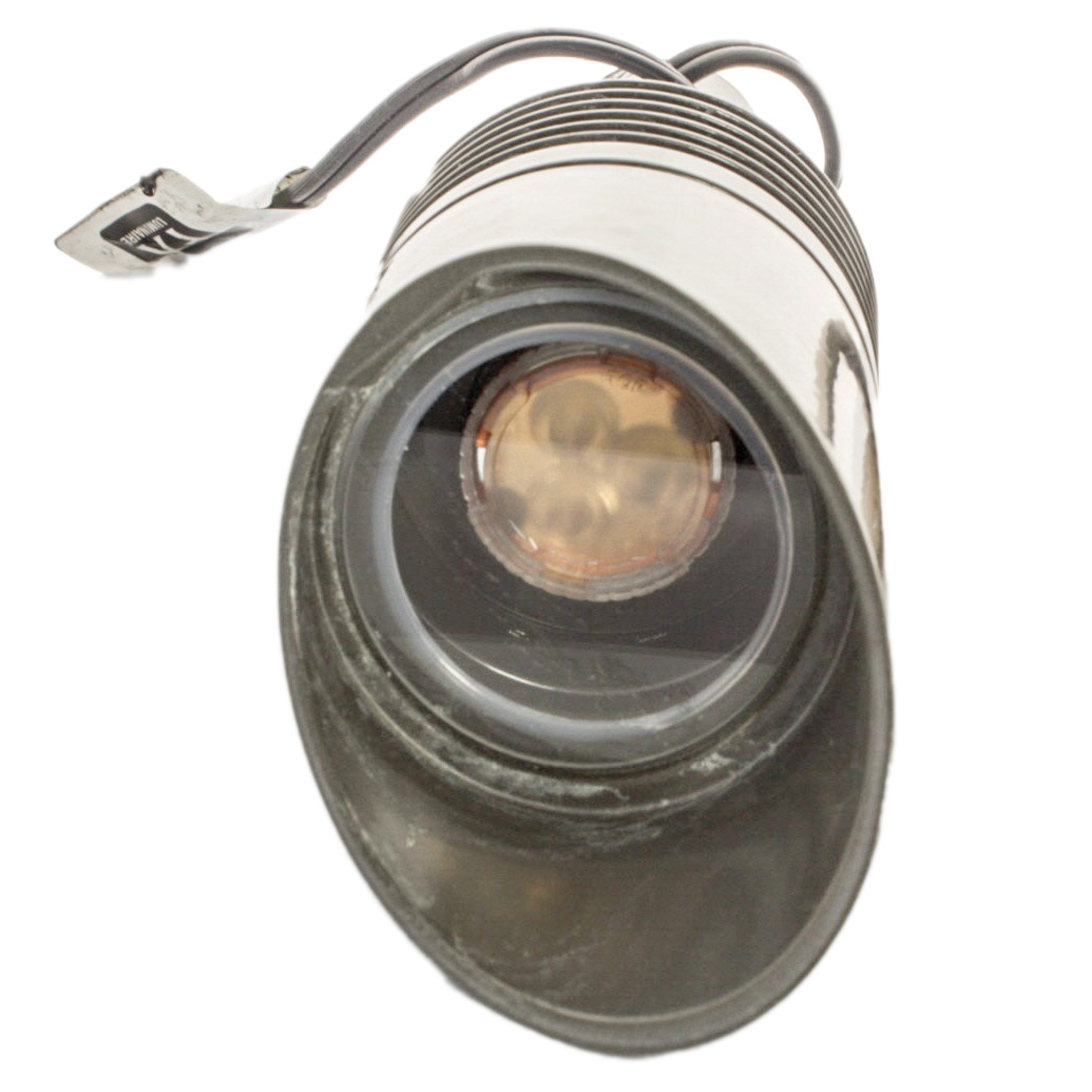 Close-up of NP 3-LED up light LED board and lens options, highlighting removable beam-angle optics and Lumileds integrated LEDs.