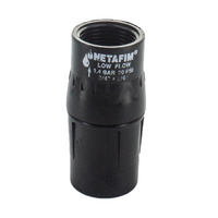 Netafim 3/4-inch inline low-flow pressure regulator, 42 PSI outlet, 3/4" FPT connections, thermoplastic body and integrated screen for drip irrigation