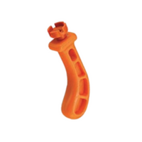 Netafim SPDT self-piercing emitter insertion tool shown in profile with plastic ergonomic handle and metal insertion tip, on white background.