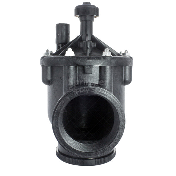 Top and side view of Toro P-220 P220-26-00 3" valve highlighting solenoid, bonnet and inlet/outlet connections for installers.