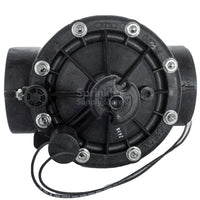 Side view of Toro P-220 P220-26-00 3-inch electric valve installed on piping with visible FNPT female connection details.