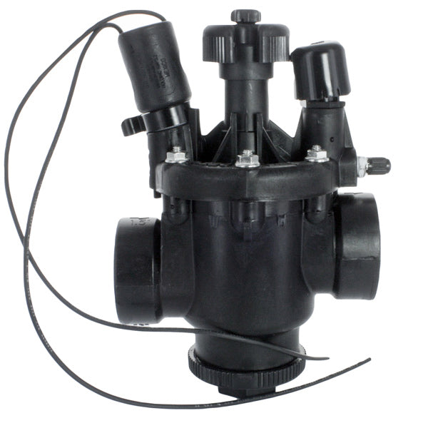 Front view of Toro P220-27-04 1-inch glass-filled nylon angle irrigation valve with visible EZReg pressure dial and solenoid.
